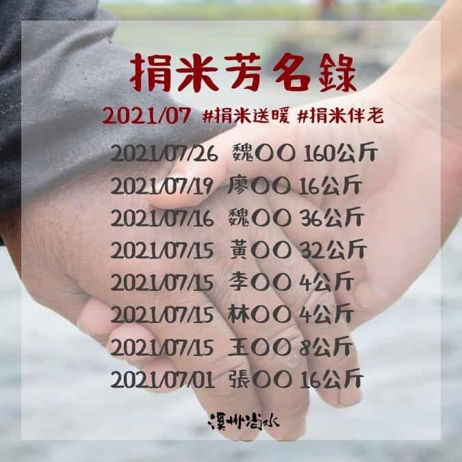 【2021年7月捐米報告】 歡迎光臨濁水溪老人國