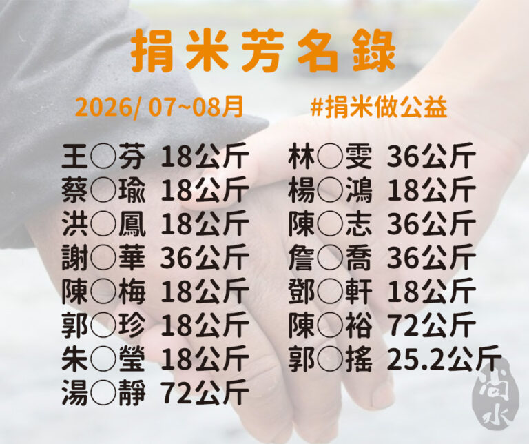 捐米做公益 | 7、8月捐米芳名錄